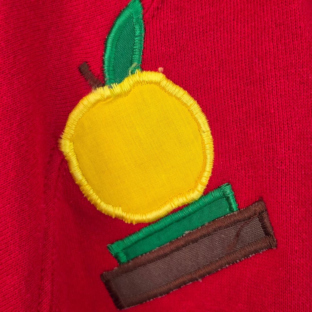 Handcrafted Unique 3XL Red Knit Teacher Core ABC Fleece Cardigan Jacket - Picture 8 of 12